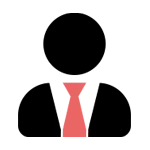 Stick figure in suit with red tie